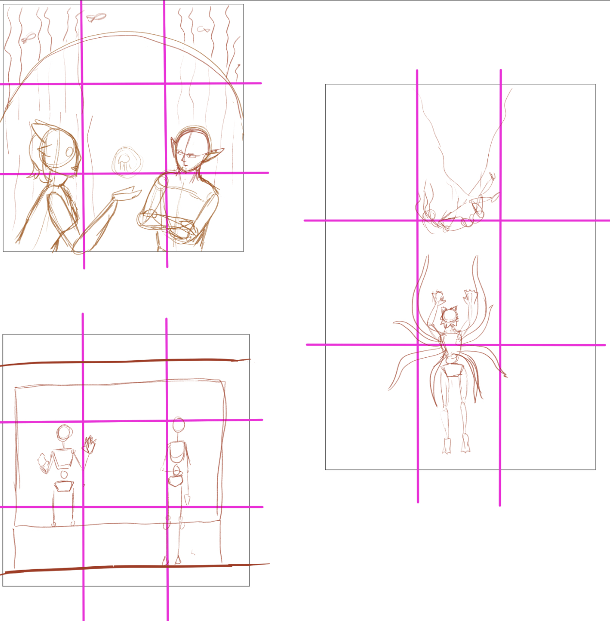 Illustration thumbnails for a Queza piece