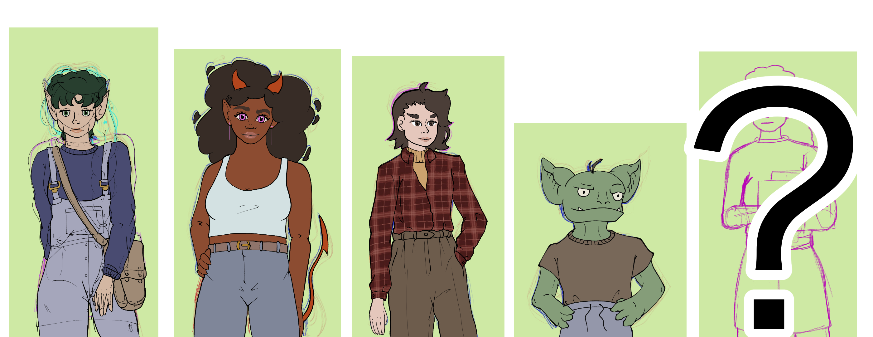 Line up of Littos characters.