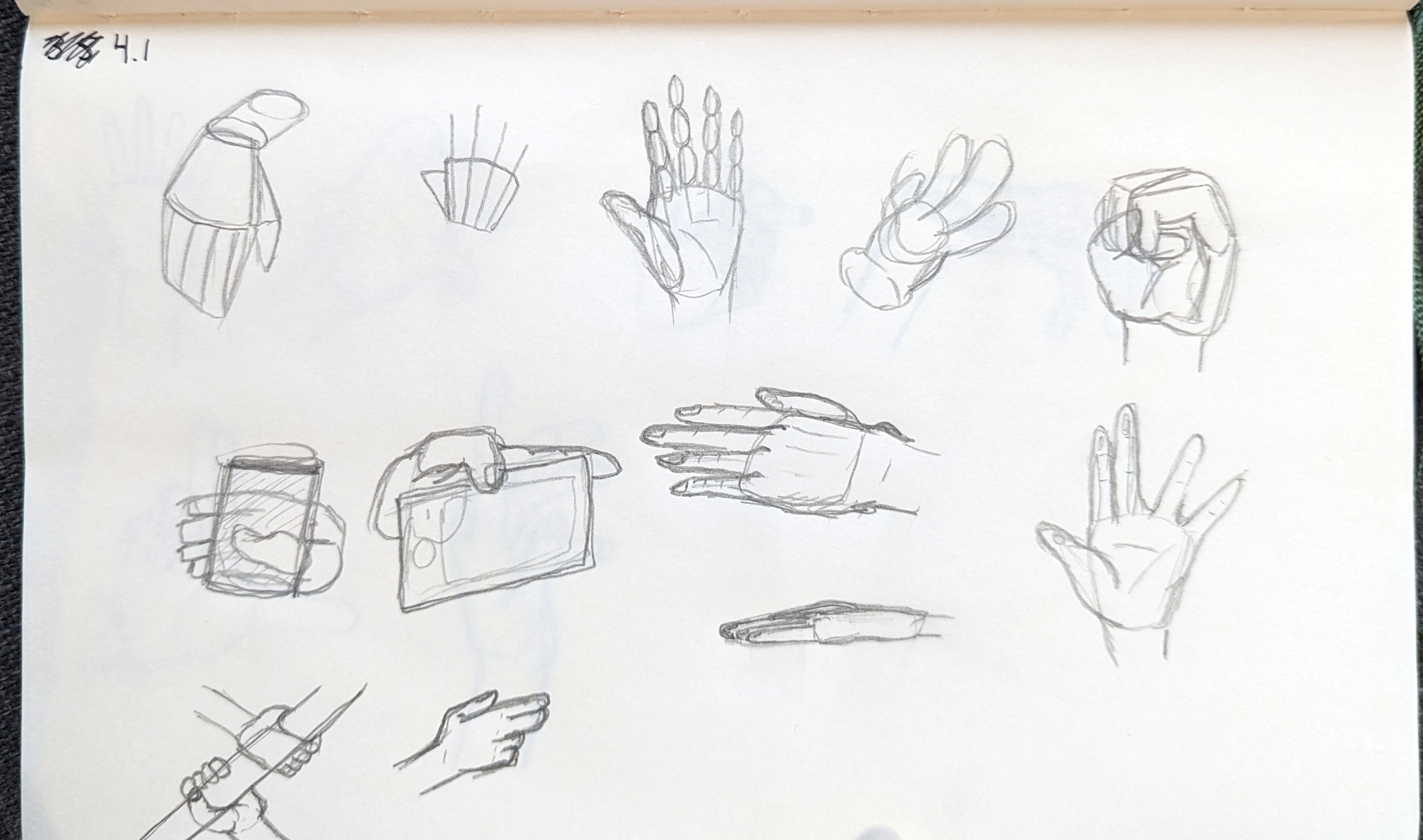 Rough hand sketches in a notebook.